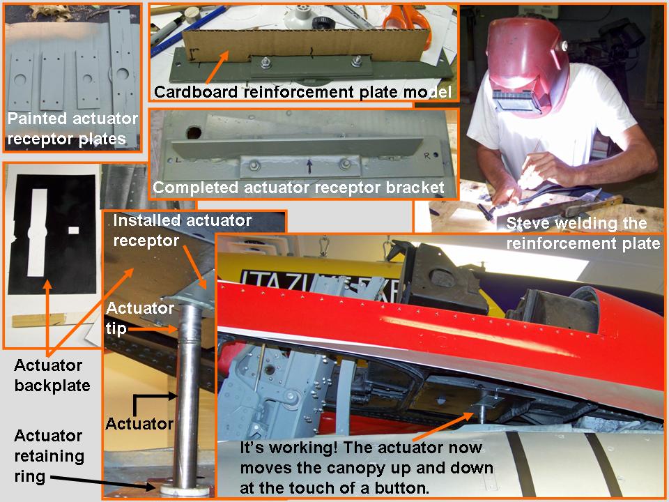 Composite picture of the work done to modify the actuator. 
            Click on the picture to enlarge it.